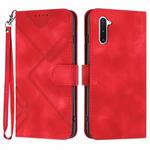 For Samsung Galaxy Note10 / Note10 5G Line Pattern Skin Feel Leather Phone Case(Red)