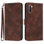 For Samsung Galaxy Note10 / Note10 5G Line Pattern Skin Feel Leather Phone Case(Coffee)