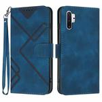 For Samsung Galaxy Note10+ Line Pattern Skin Feel Leather Phone Case(Royal Blue)
