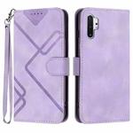 For Samsung Galaxy Note10+ Line Pattern Skin Feel Leather Phone Case(Light Purple)