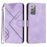 For Samsung Galaxy Note20 Line Pattern Skin Feel Leather Phone Case(Light Purple)
