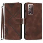 For Samsung Galaxy Note20 Ultra Line Pattern Skin Feel Leather Phone Case(Coffee)