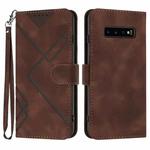 For Samsung Galaxy S10 Line Pattern Skin Feel Leather Phone Case(Coffee)