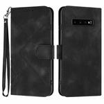 For Samsung Galaxy S10+ Line Pattern Skin Feel Leather Phone Case(Black)