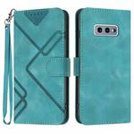 For Samsung Galaxy S10e Line Pattern Skin Feel Leather Phone Case(Light Blue)