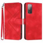 For Samsung Galaxy S20 FE Line Pattern Skin Feel Leather Phone Case(Red)