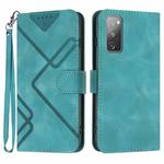For Samsung Galaxy S20 FE Line Pattern Skin Feel Leather Phone Case(Light Blue)