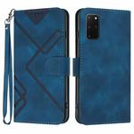 For Samsung Galaxy S20+ Line Pattern Skin Feel Leather Phone Case(Royal Blue)