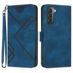 For Samsung Galaxy S22 5G Line Pattern Skin Feel Leather Phone Case(Royal Blue)