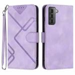 For Samsung Galaxy S22 5G Line Pattern Skin Feel Leather Phone Case(Light Purple)