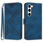 For Samsung Galaxy S23 5G Line Pattern Skin Feel Leather Phone Case(Royal Blue)