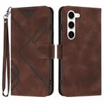 For Samsung Galaxy S23 5G Line Pattern Skin Feel Leather Phone Case(Coffee)