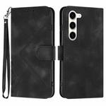 For Samsung Galaxy S23+ 5G Line Pattern Skin Feel Leather Phone Case(Black)