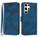For Samsung Galaxy S23 Ultra 5G Line Pattern Skin Feel Leather Phone Case(Royal Blue)