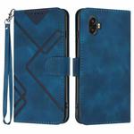 For Samsung Galaxy Xcover6 Pro Line Pattern Skin Feel Leather Phone Case(Royal Blue)