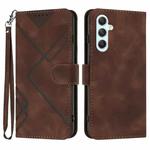 For Samsung Galaxy A35 Line Pattern Skin Feel Leather Phone Case(Coffee)