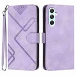 For Samsung Galaxy A35 Line Pattern Skin Feel Leather Phone Case(Light Purple)