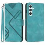 For Samsung Galaxy A35 Line Pattern Skin Feel Leather Phone Case(Light Blue)