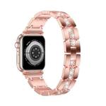 Diamond Metal Watch Band For Apple Watch 8 45mm(Pink)