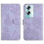 For OPPO A59 5G HT03 Skin Feel Butterfly Embossed Flip Leather Phone Case(Purple)