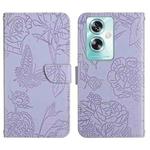 For OPPO Reno11 F 5G/F25 Pro 5G HT03 Skin Feel Butterfly Embossed Flip Leather Phone Case(Purple)