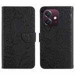 For OPPO A3 4G Global / 5G Global HT03 Skin Feel Butterfly Embossed Flip Leather Phone Case(Black)