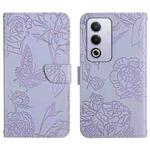 For OPPO K12x 5G Global HT03 Skin Feel Butterfly Embossed Flip Leather Phone Case(Purple)