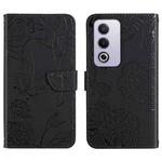 For OPPO K12x 5G Global HT03 Skin Feel Butterfly Embossed Flip Leather Phone Case(Black)