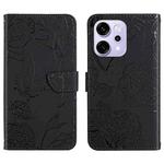 For OPPO Reno14 5G Global HT03 Skin Feel Butterfly Embossed Flip Leather Phone Case(Black)