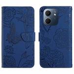 For OPPO A5x 4G Global / 5G Global HT03 Skin Feel Butterfly Embossed Flip Leather Phone Case(Blue)