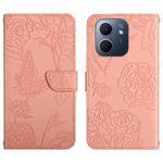 For OPPO A5x 4G Global / 5G Global HT03 Skin Feel Butterfly Embossed Flip Leather Phone Case(Pink)