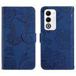 For OPPO A5 5G Global HT03 Skin Feel Butterfly Embossed Flip Leather Phone Case(Blue)