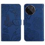 For Realme 11 4G Global HT03 Skin Feel Butterfly Embossed Flip Leather Phone Case(Blue)