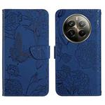 For Realme 12 Pro/12 Pro+ Global HT03 Skin Feel Butterfly Embossed Flip Leather Phone Case(Blue)