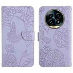 For Realme 13 Pro 5G / 13 Pro+ 5G HT03 Skin Feel Butterfly Embossed Flip Leather Phone Case(Purple)