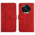 For Realme 13 Pro 5G / 13 Pro+ 5G HT03 Skin Feel Butterfly Embossed Flip Leather Phone Case(Red)