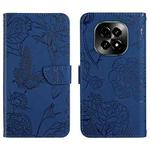 For Realme C63 5G HT03 Skin Feel Butterfly Embossed Flip Leather Phone Case(Blue)