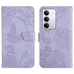 For Realme C71 4G HT03 Skin Feel Butterfly Embossed Flip Leather Phone Case(Purple)