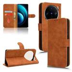 For vivo X100 Pro Skin Feel Magnetic Flip Leather Phone Case(Brown)