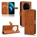 For vivo X100 Skin Feel Magnetic Flip Leather Phone Case(Brown)