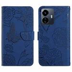 For vivo Y77 5G Global / Y22S 4G Global HT03 Skin Feel Butterfly Embossed Flip Leather Phone Case(Blue)