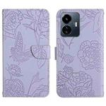 For vivo Y22 4G Global / Y35 4G Global HT03 Skin Feel Butterfly Embossed Flip Leather Phone Case(Purple)
