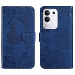 For vivo Y29 4G Global HT03 Skin Feel Butterfly Embossed Flip Leather Phone Case(Blue)