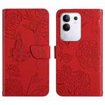 For vivo Y29 4G Global HT03 Skin Feel Butterfly Embossed Flip Leather Phone Case(Red)