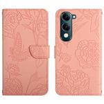 For vivo Y04 4G / Y29s 5G HT03 Skin Feel Butterfly Embossed Flip Leather Phone Case(Pink)