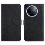 For vivo Y39 5G Global HT03 Skin Feel Butterfly Embossed Flip Leather Phone Case(Black)
