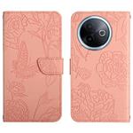 For vivo Y39 5G Global HT03 Skin Feel Butterfly Embossed Flip Leather Phone Case(Pink)