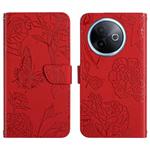 For vivo Y39 5G Global HT03 Skin Feel Butterfly Embossed Flip Leather Phone Case(Red)