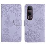 For vivo V50 Lite 5G HT03 Skin Feel Butterfly Embossed Flip Leather Phone Case(Purple)