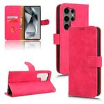 For Samsung Galaxy S24 Ultra 5G Skin Feel Magnetic Flip Leather Phone Case(Rose Red)